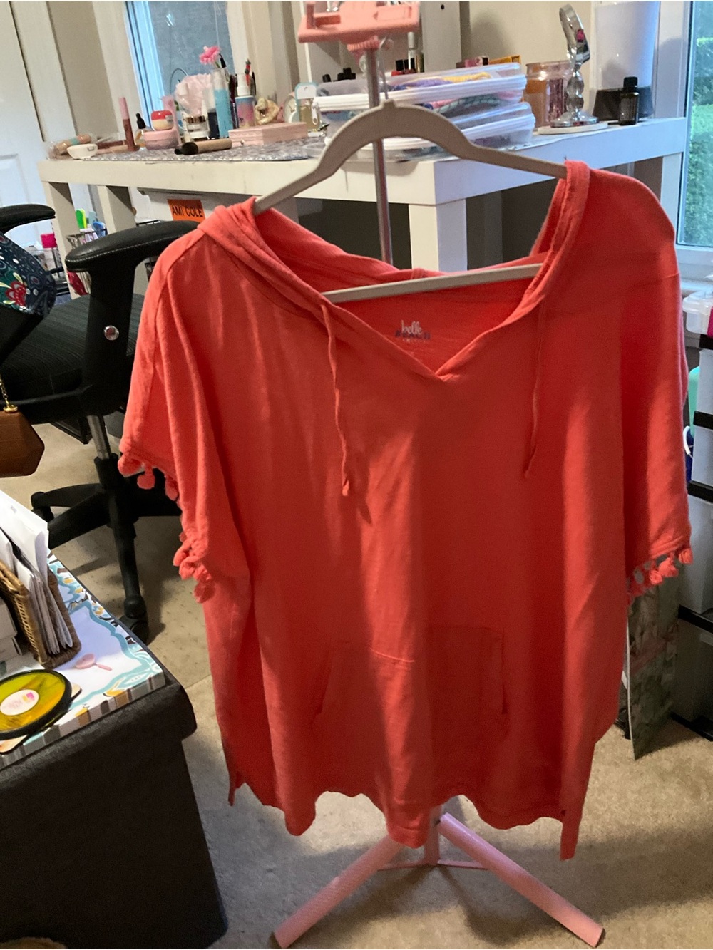 Belle by Kim Gravel Vibrant Hot Pink Henley Pullover